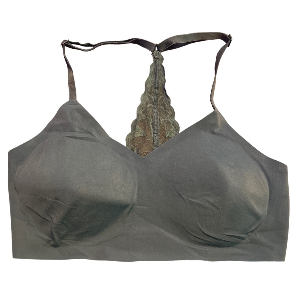 True & Co Everybody Dark Teal Lace Racerback Wireless Bralette Size M